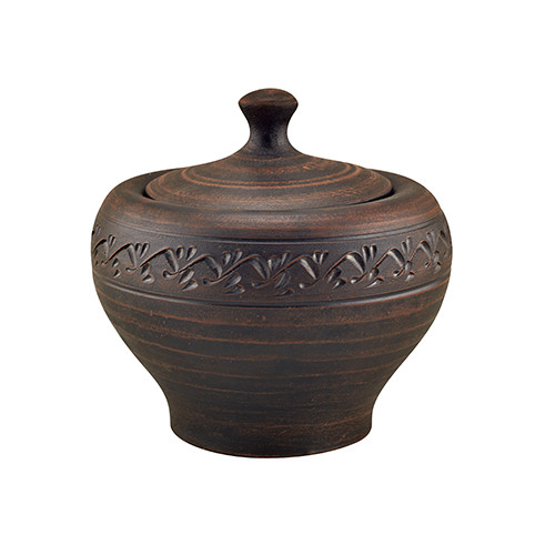 Каструля (чугунок) глиняний 1,5л з кришкою (декор) KR5141-2, фото 1