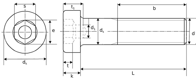 Винт М4 с цилиндрической низкой головкой DIN 6912 под шестигранник Винт М4 с цилиндрической низкой головкой DIN 6912