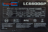 НАДІЙНИЙ БЛОК Живлення LC POWER на 600 W LC6600GP з PFC 24+4 (8pin) +2x6PIN для ВІДЕО, фото 2