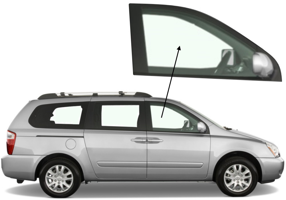 Бічне скло Kia Carnival 2006-2014 передніх дверей праве