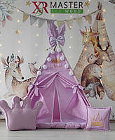 Вигвам для девочки Принцесса БОН БОН + подушки. Палатка домик для девочки полный комплект для дома и улицы