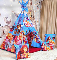 Вигвам в детскую Кукла Барби БОН БОН + корзина для игрушек + подушки, Палатка для девочки для дома или улицы