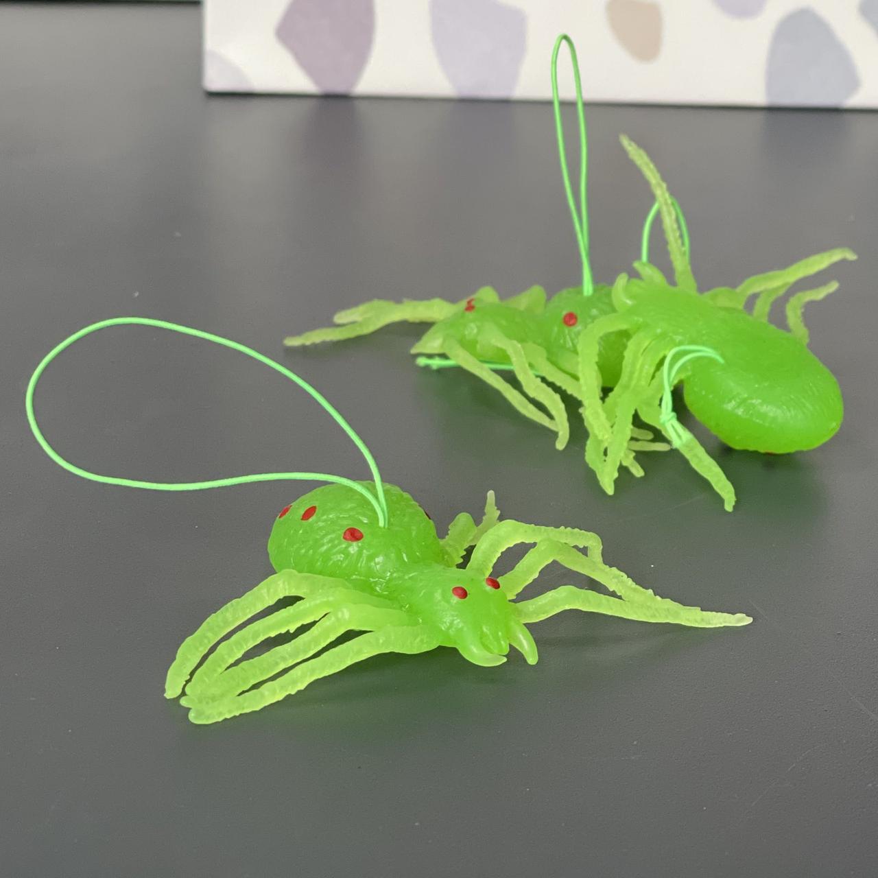 Павук резиновий на Хелловін, 6 см, фосфорний, салатовий, Паук резиновый на хэллоуин, фото 1