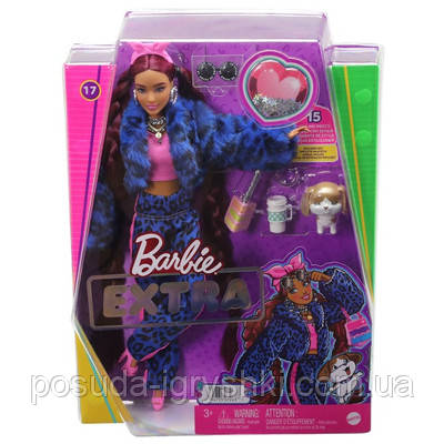 Лялька Barbie "Екстра" у синьому леопардовому костюмі, фото 1