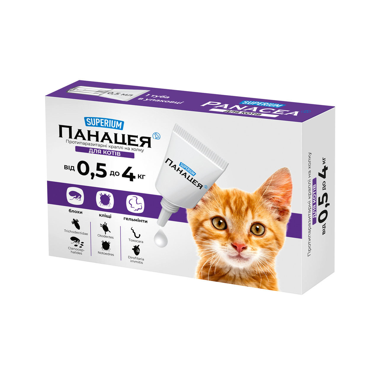 Протипаразитарні краплі Superium Панацея на холку для котів