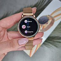 Женские Смарт-часы Smart Watch hoco Y8 круглые Золотистые с меланской петлей