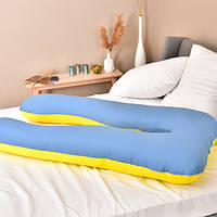 Подушка П-подібна для вагітних та відпочинку ТМ IDEIA 140х75х20 см св сіро/біла Жовто-блакитний