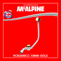 Сифон для ванни клік-клак з верхнім очищенням і наповненням через перелив золото HCN2600CC-15MM-GOLD McAlpine