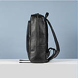 Шкіряний рюкзак чоловічий міський. Чоловічий рюкзак для ноутбука з натуральної шкіри Рюкзак для хлопця (чорний), фото 9