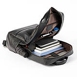 Шкіряний рюкзак чоловічий міський. Чоловічий рюкзак для ноутбука з натуральної шкіри Рюкзак для хлопця (чорний), фото 8
