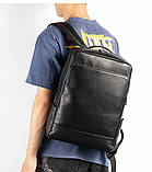 Шкіряний рюкзак чоловічий міський. Чоловічий рюкзак для ноутбука з натуральної шкіри Рюкзак для хлопця (чорний), фото 5