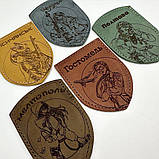 Шеврон ГОСТОМЕЛЬ з натуральної шкіри. Оплата при отриманні. Найвища якість виготовлення Гравіювання не стирається., фото 2