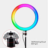 Кільцева LED лампа MJ-26 RGB (кольорова) на 15 Вт. (26 см) зі штативом та тримачем, на Usb, фото 3