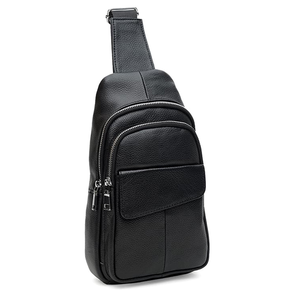 Чоловічий шкіряний рюкзак Keizer 3316 чорний на плече