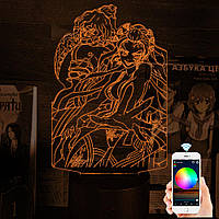 Акриловый 3D светильник-ночник Даки и Гютаро от смартфона