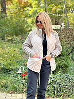 Демисезонная женская куртка с вязаными рукавами Ткань плащевка + синтепон 150 Размер: 42-46, 48-52