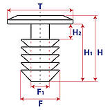 Кліпса шумоізоляції капота GM Honda 6033082 10121502 10124502 6033840 W709346S300, фото 2