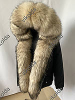 Жіноча зимова куртка парка з натуральним хутром фінського єнота з 44 по 58