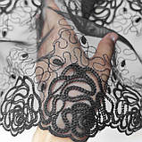 Ажурне мереживо вишивка на сітці: чорна нитка на чорній сітці, ширина 24 см, фото 6