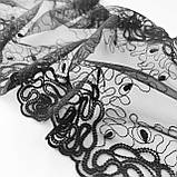 Ажурне мереживо вишивка на сітці: чорна нитка на чорній сітці, ширина 24 см, фото 4