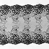 Ажурне мереживо вишивка на сітці: чорна нитка на чорній сітці, ширина 24 см, фото 3