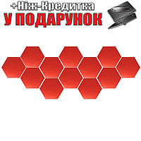 3D Шестигранная дзеркальна наклейка на стіну 12 шт. 46x40x23MM Червоний