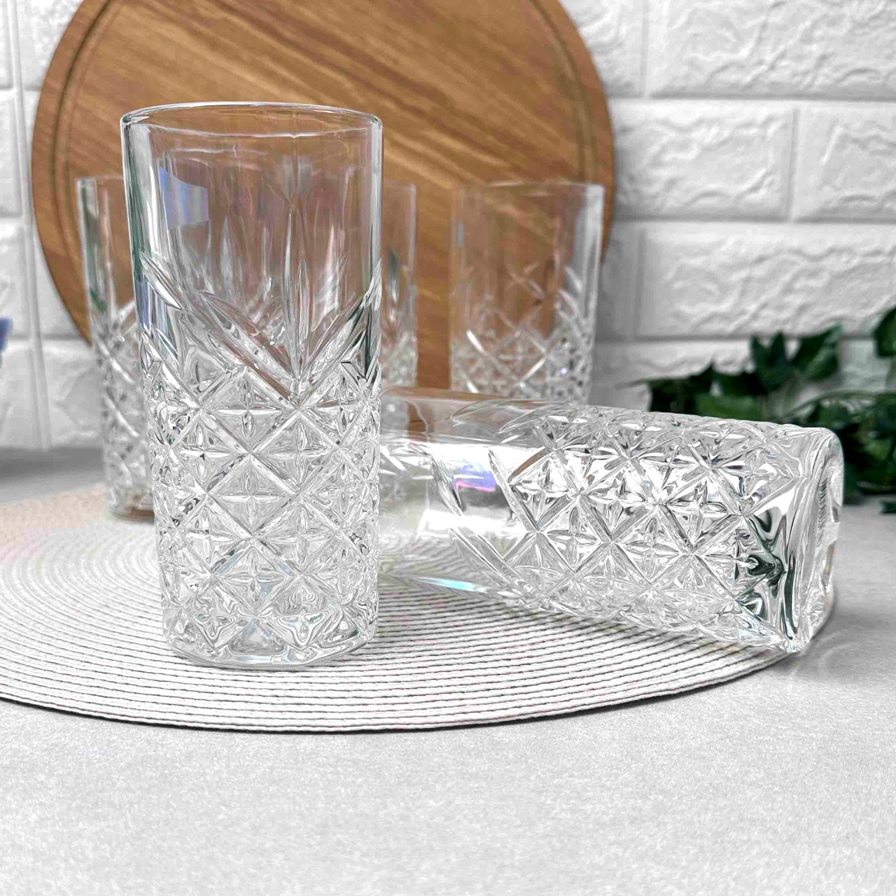 Набір високих скляних склянок 380 мл 6 шт