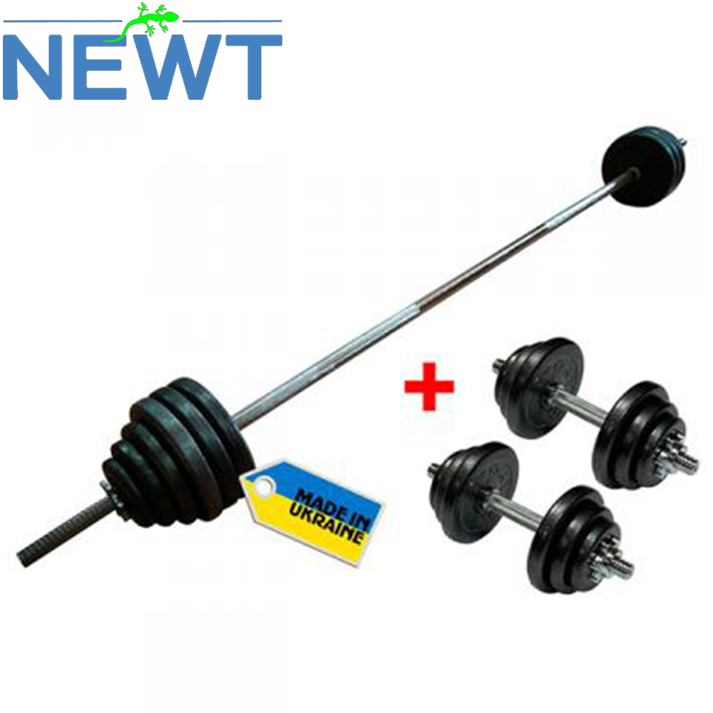 Набір штанга розбірна сталева гантелі розбірні Newt Home 50 кг