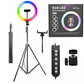 Кільцева LED лампа MJ-30 RGB (кольорова) на 25 Вт. (30 см) зі штативом та тримачем, на Usb