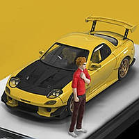 Модель машини Mazda Mazda RX 7 Форсаж 1:64 металева з підставкою  Жовтий