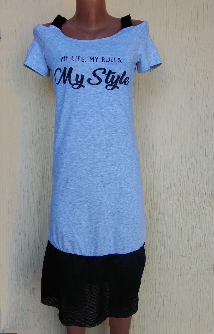 Сукня сіра з сіткою "My style" ДШ