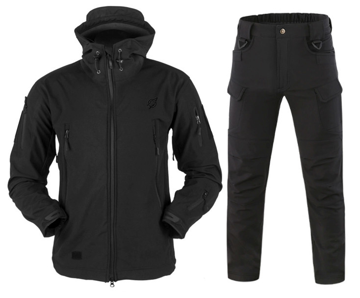 Комплект (тактична куртка Eagle Soft Shell JA-01 і тактичні штани Eagle PA-04 на флісі) Black