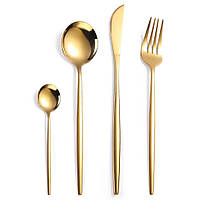 Набір столових приборів золотого кольору Porto-Light з нержавіючої сталі на 4 предмети REMY-DECOR для кафе та будинку