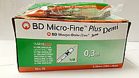 Шприц інс. (B-D) MICRO-FINE Plus Demi 0.3мл №1 U-100 30G (0,30*8мм)