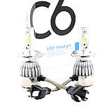 Автомобільні LED лампи з цоколем H4 Комплект світлодіодних LED ламп для авто ближнього дальнього світла C6 H4, фото 5
