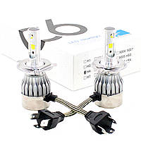 Автомобильные LED лампы с цоколем H4 Комплект светодиодных led ламп для авто ближний дальний свет C6 H4