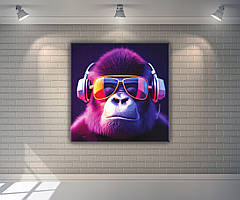 Яскрава та стильна картина для сучасного інтер'єру Мавпа у навушниках