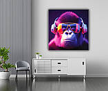 Яскрава та стильна картина для сучасного інтер'єру Мавпа у навушниках, фото 4