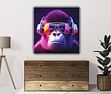 Яскрава та стильна картина для сучасного інтер'єру Мавпа у навушниках, фото 3