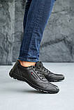 Чоловічі кросівки шкіряні весна осінь чорні на шнурівці, фото 2