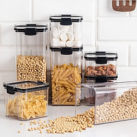 Емкости для хранения сыпучих продуктов круп Food Storage Container органайзер набором из 6 штук