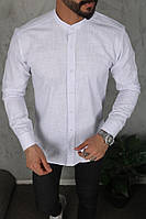 Стильная мужска рубашка однотонная оверсайз из хлопка (Размеры S,M,L,ХL,ХХL), Белая