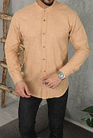 Стильна чоловіча сорочка однотонна оверсайз із бавовни (Розміри S,M,L,ХL,ХХL), Бежева