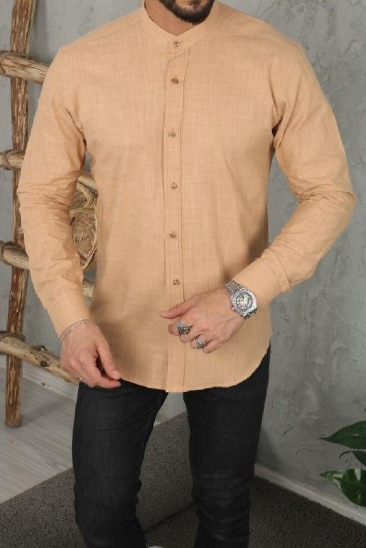 Стильна чоловіча сорочка однотонна оверсайз із бавовни (Розміри S,M,L,ХL,ХХL), Бежева