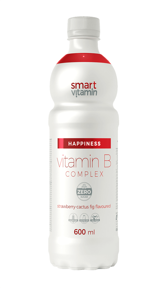 Вода з вітаміном В зі смаком полуниці, корисний напій без цукру Smart vitamin happiness 600 мл