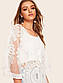 Мереживна пляжна накидка туніка білого кольору з зав'язкою на поясі (р. S-L) 10251047, фото 2