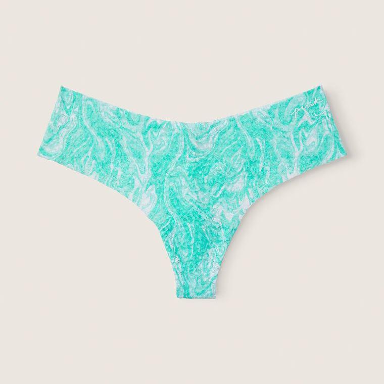 Безшовні ажурні трусики Victoria's Secret PINK No-Show розмір L (біло-блакитні)