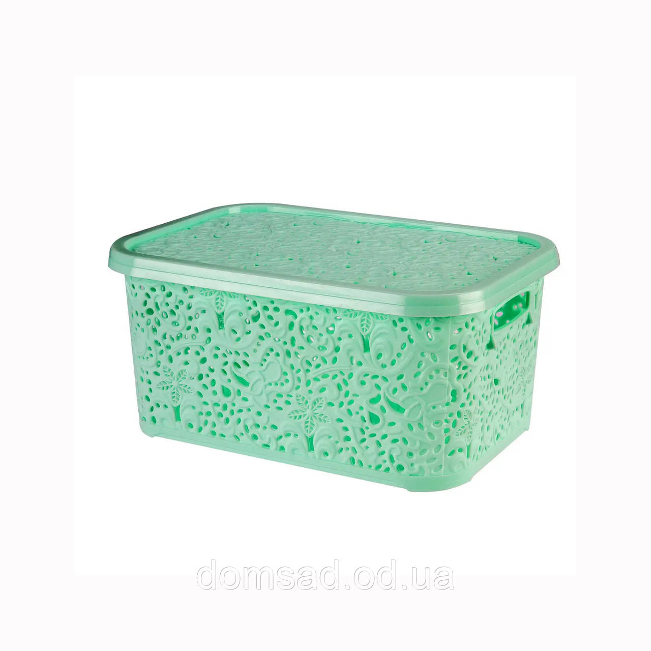 Кошик із кришкою "Ажур" 10л 33,5х23,5х16 см м'ята
