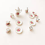 Мініатюра чайний керамічний набір Малинові півонії, фото 2