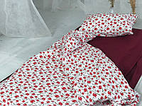 Постельное белье Сочная вишня турецкое Ранфорс Евро Стандарт Красный Цвет Двойной комплект (200*220 см)